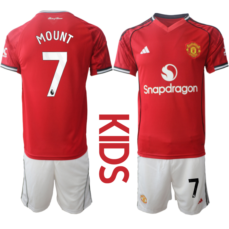 Youth 2025-2026 Club Manchester United home Red #7 Soccer Jerseys->youth soccer jersey->Youth Jersey